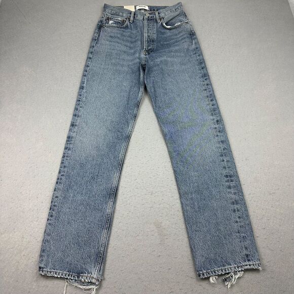 NWT AGOLDE 90's Pinch Waist Jeans Women's Size 24 Endless Distressed Straight - Picture 1 of 14